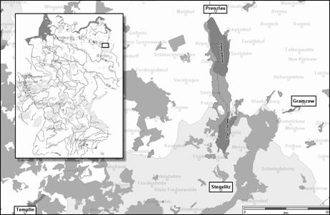 Karte Orte aus Brandenburg in Australien: Prenzlau, Templin, Stegelitz und Gramzow 