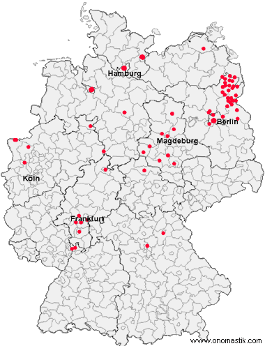 Orte, die Hugenotten aufnahmen. Unvollständige und nur annähernde Karte