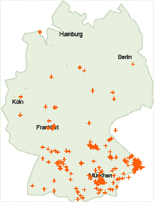 Verbreitungskarte Küblböck, -beck.